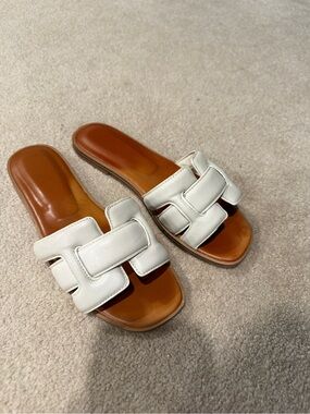 Aldo White Leather Slide Sandals - Women's Casual Slip-On